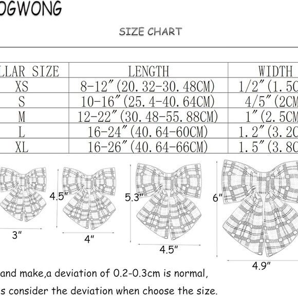 DOG WONG Gingham Rose Gold Dog Collar & Bowtie Adjustable Med Lg NWT - Picture 8 of 8